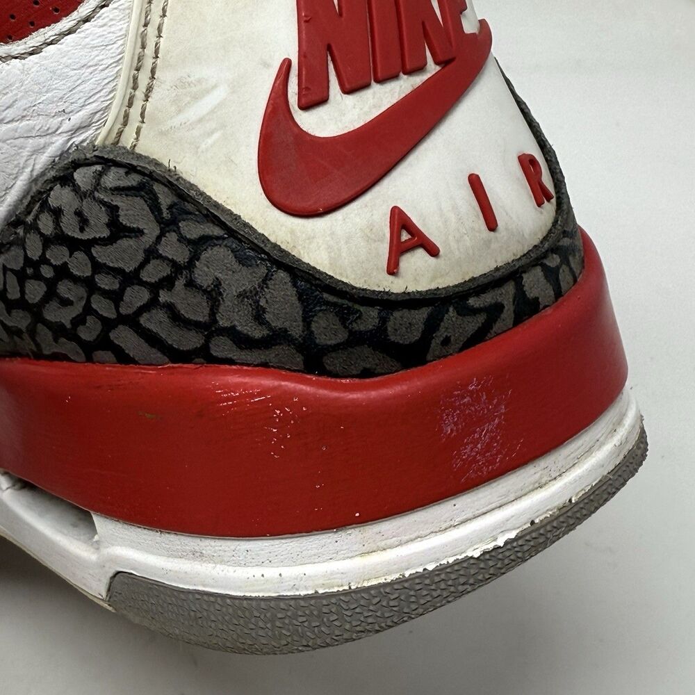 Nike Air Jordan 3 Retro Sneakers Mens 9 Fire Red White Cement Black Shoes - Picture 11 of 16